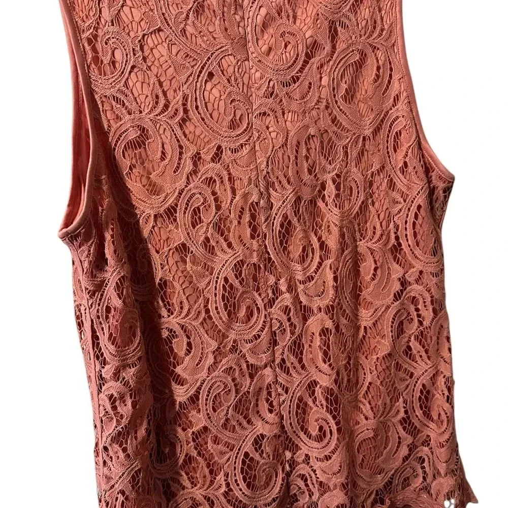 Adrianna Papell Mauve Lace Lined Tank Back Zipper Size Large - Picture 2 of 4